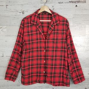 J Crew Plaid Flannel Button Up Pajama Top
